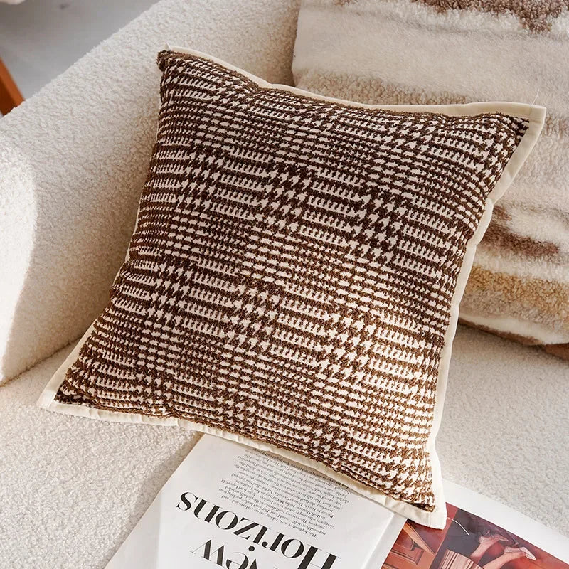 Coussin : Housse Rétro Crème et Marron 45x45cm