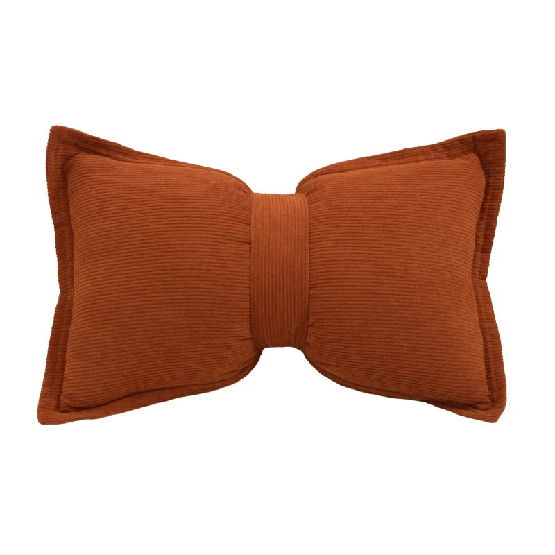 Coussin Déco Velours Côtelé Nœud Luxe Princesse