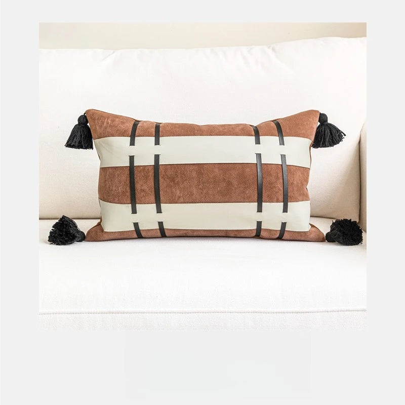 Coussin Déco : Luxe Marron, Effet Cuir