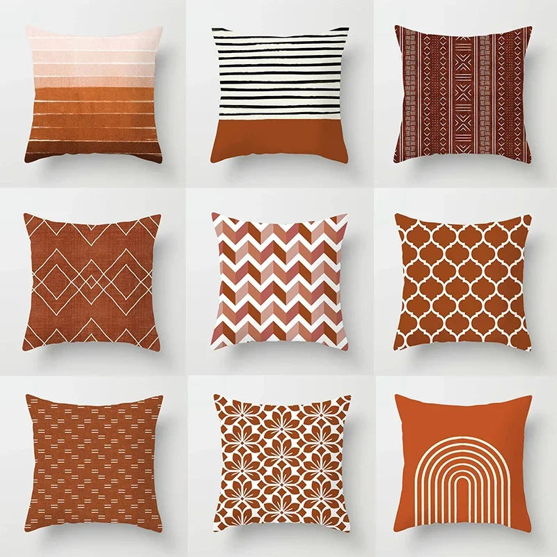 Coussin Déco : Géométrique Marron Moderne 45x45cm
