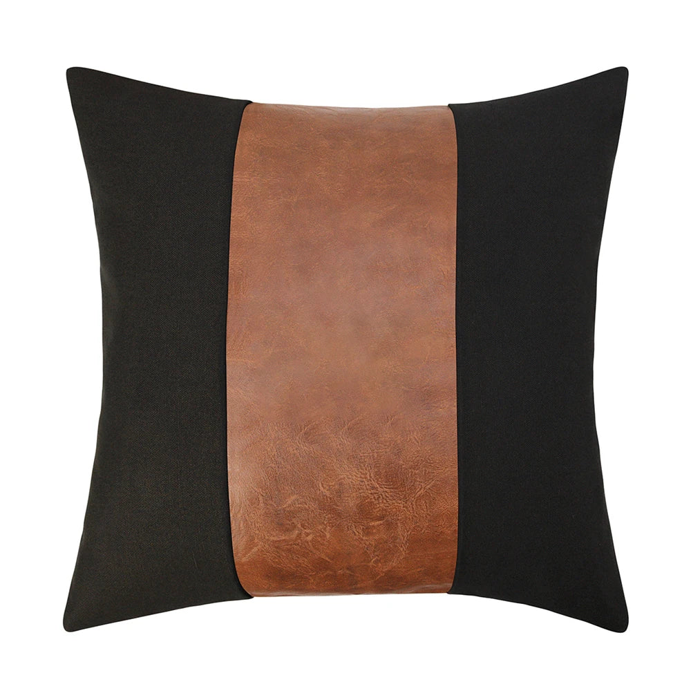 Coussin : Luxe Patchwork Cuir PU, 45x45