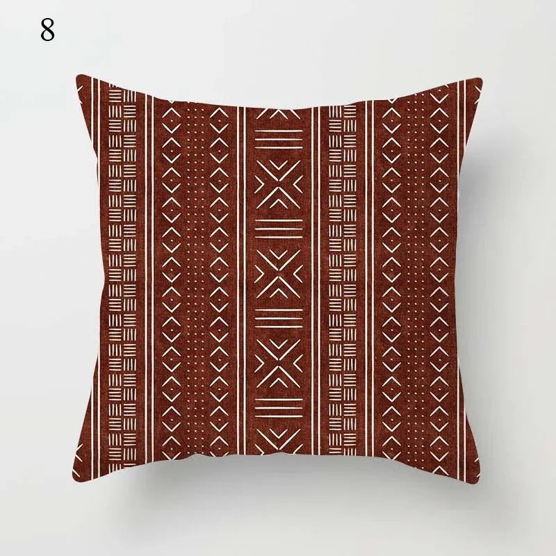 Coussin : moderne, rayures géométriques marron 45x45cm