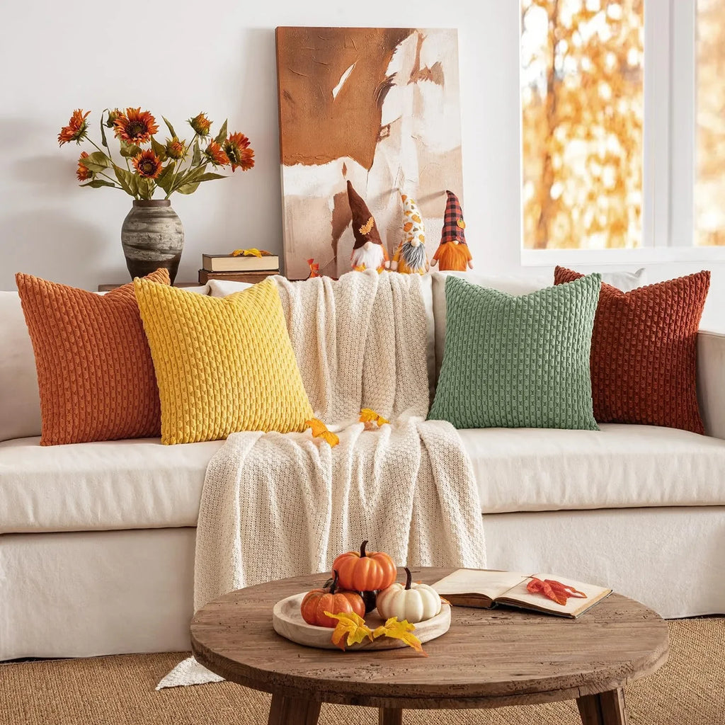 coussin raye terracotta