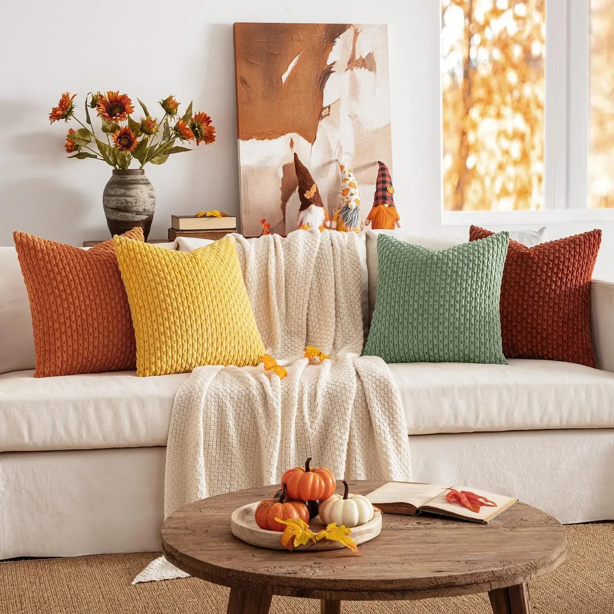 coussin raye terracotta