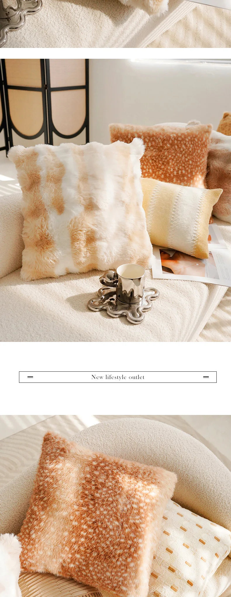 Coussin décoratif : Charme Vintage Français Marron Crème
