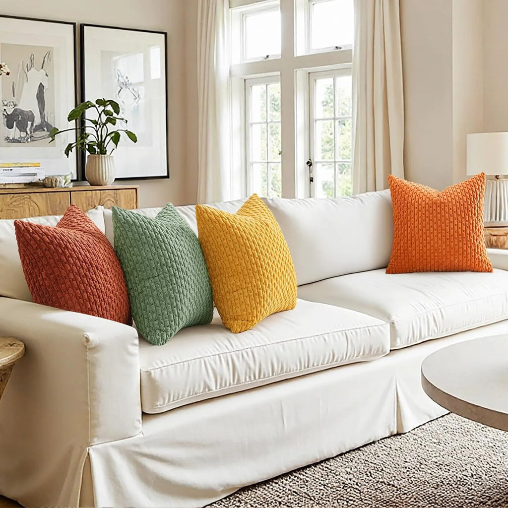 coussin raye terracotta