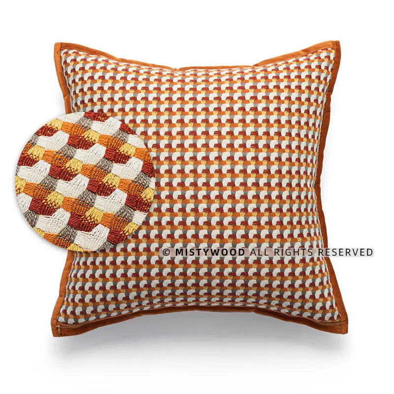 Coussin rond : Orange, Luxe Rétro Moderne