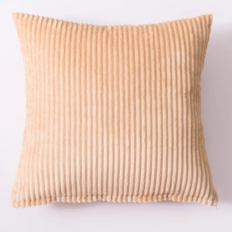 Coussin – Housse Carrée Poilue Rayée Bohème