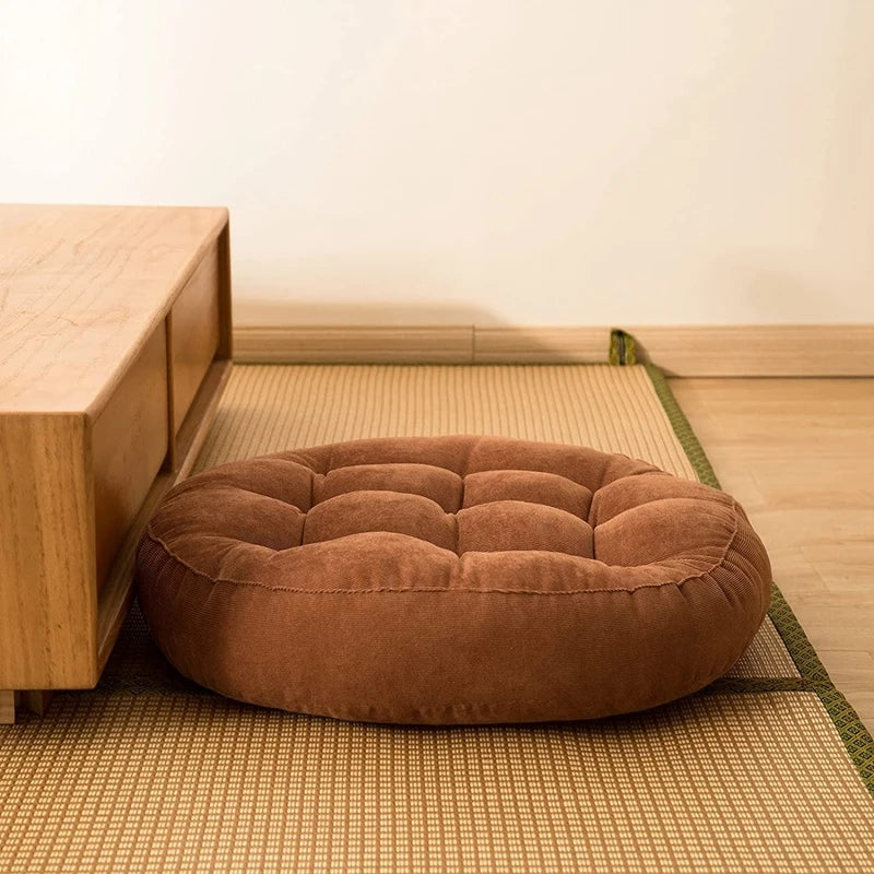 Coussin rond : confort touffeté pour méditation & salon