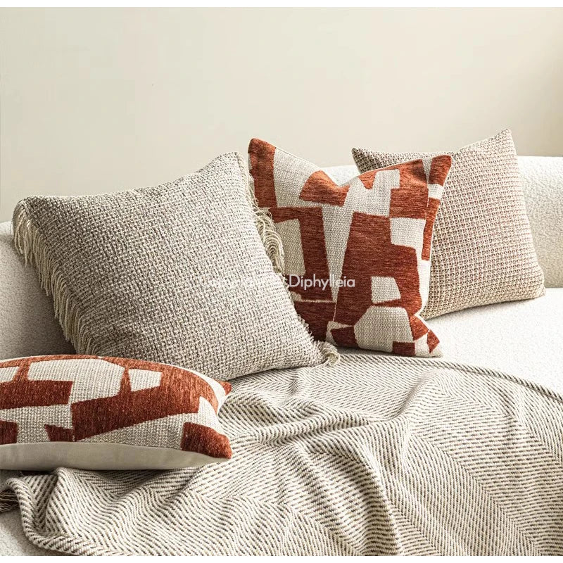 Coussin : Housse décorative Jacquard Bohème Terre Cuite