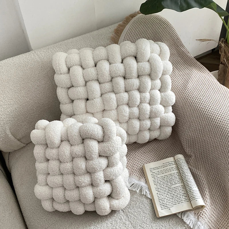 Coussin Nœud : Déco Nordique, Douceur Polaire Berbère