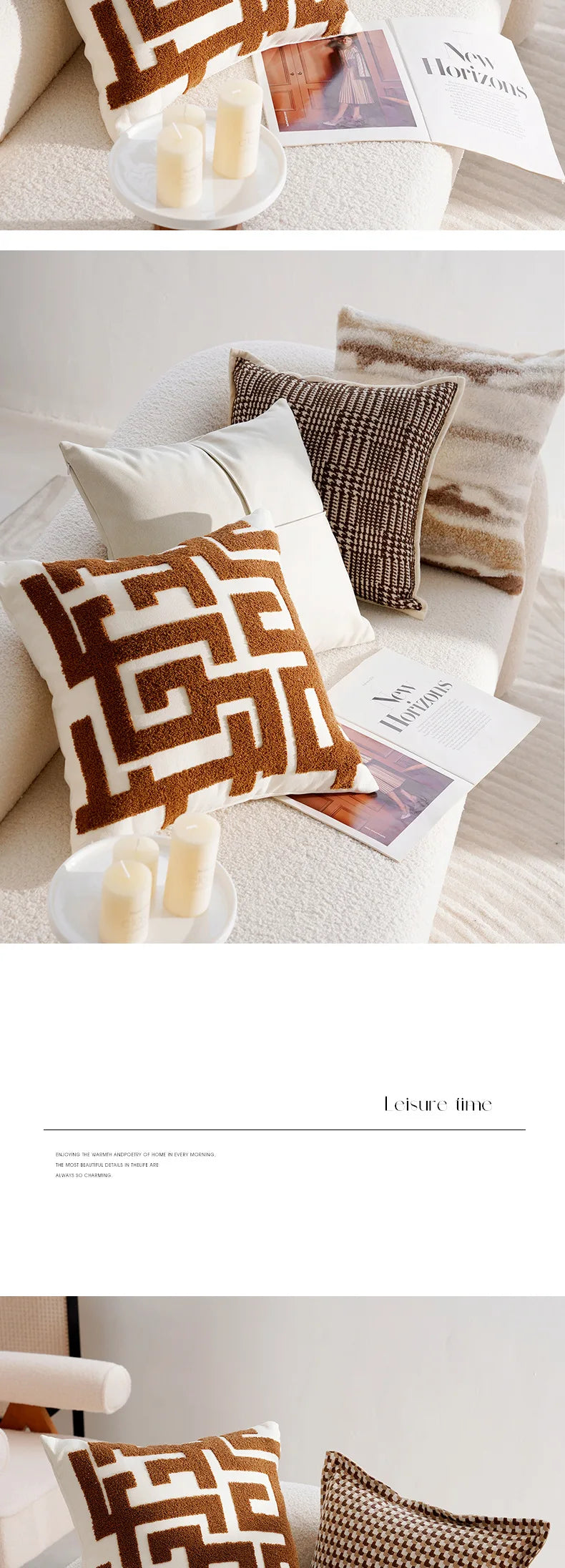 Coussin : Housse Décorative Crème Rétro 45x45cm