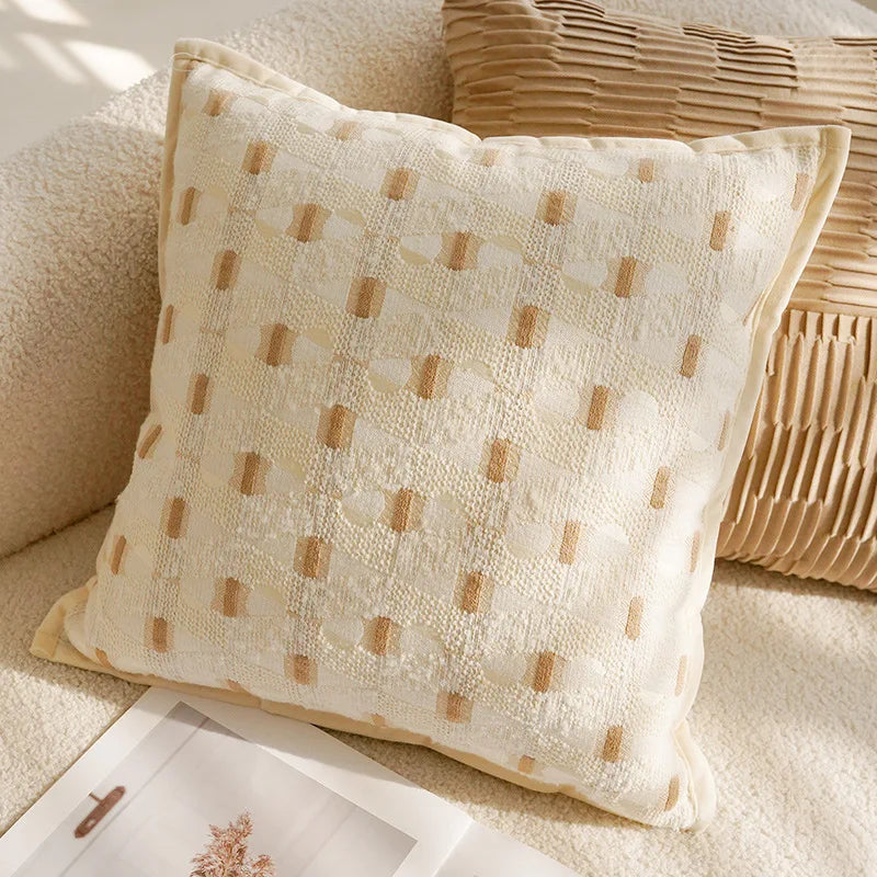 Coussin Déco : Vintage Jacquard Marron Crème
