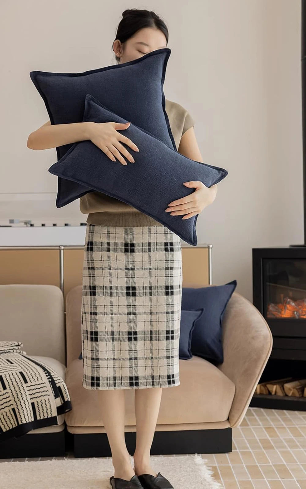 Coussin Déco : Housse Ramie Bohème et Naturelle