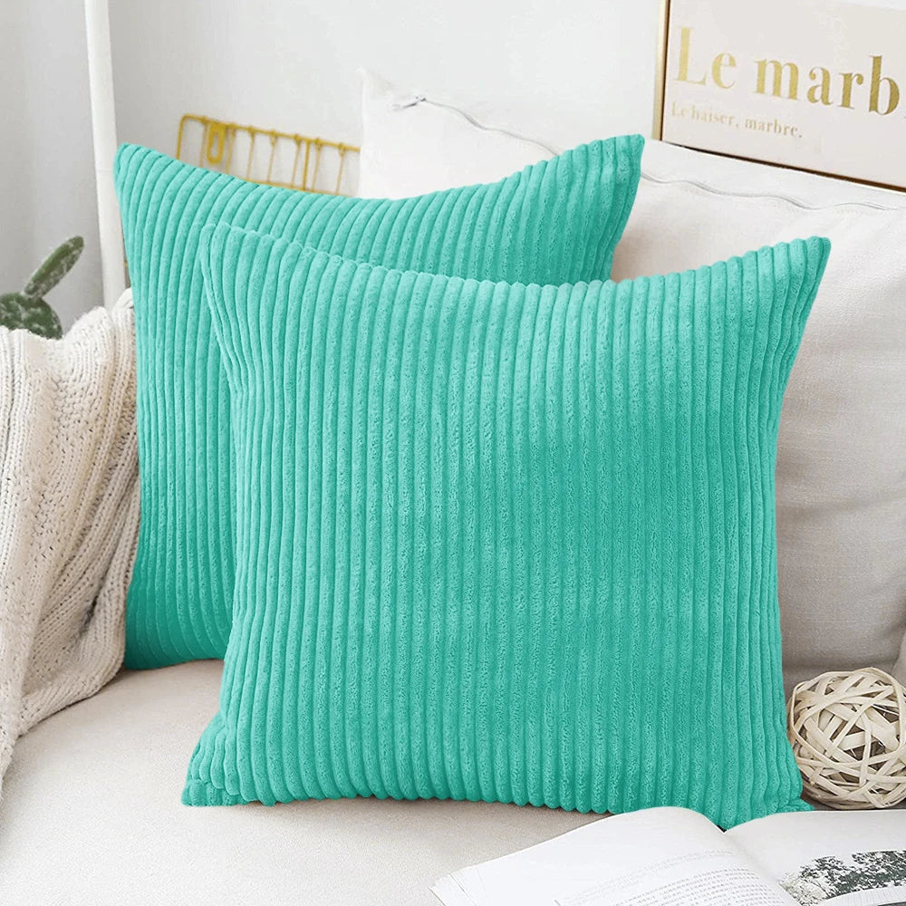 Coussin – Housse Carrée Poilue Rayée Bohème