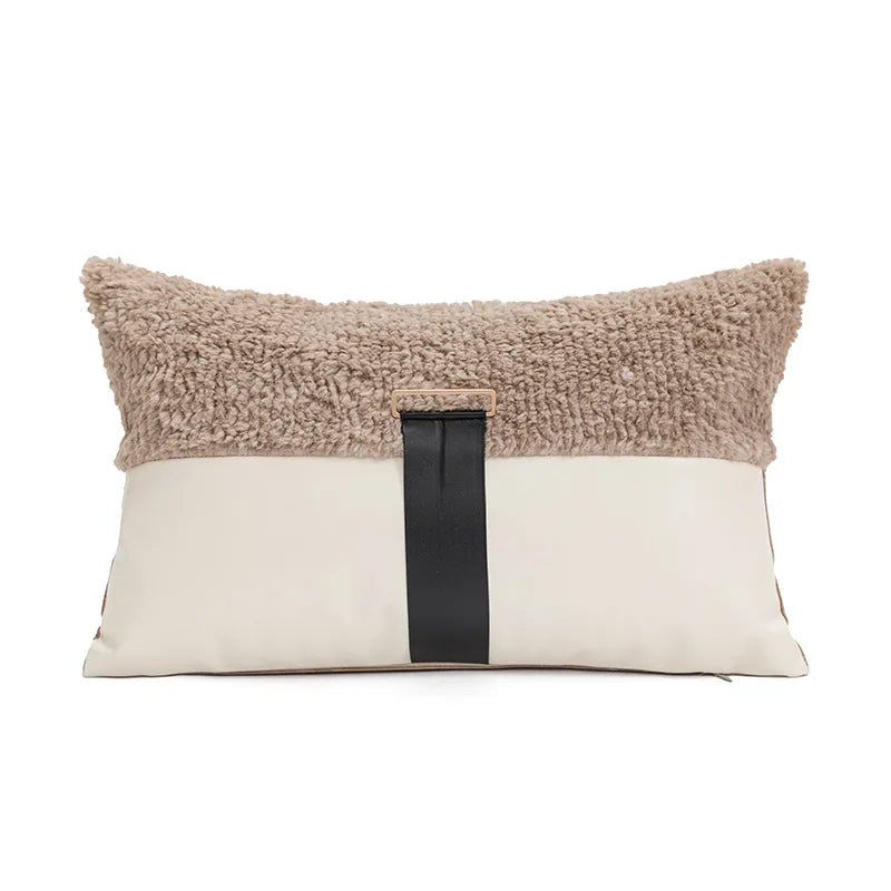 Coussin décoratif - Brodé marron, style luxe léger