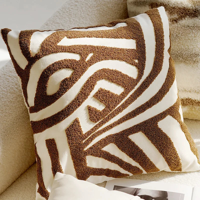 Coussin Déco : Vintage Nordique Luxe Marron 45x45cm