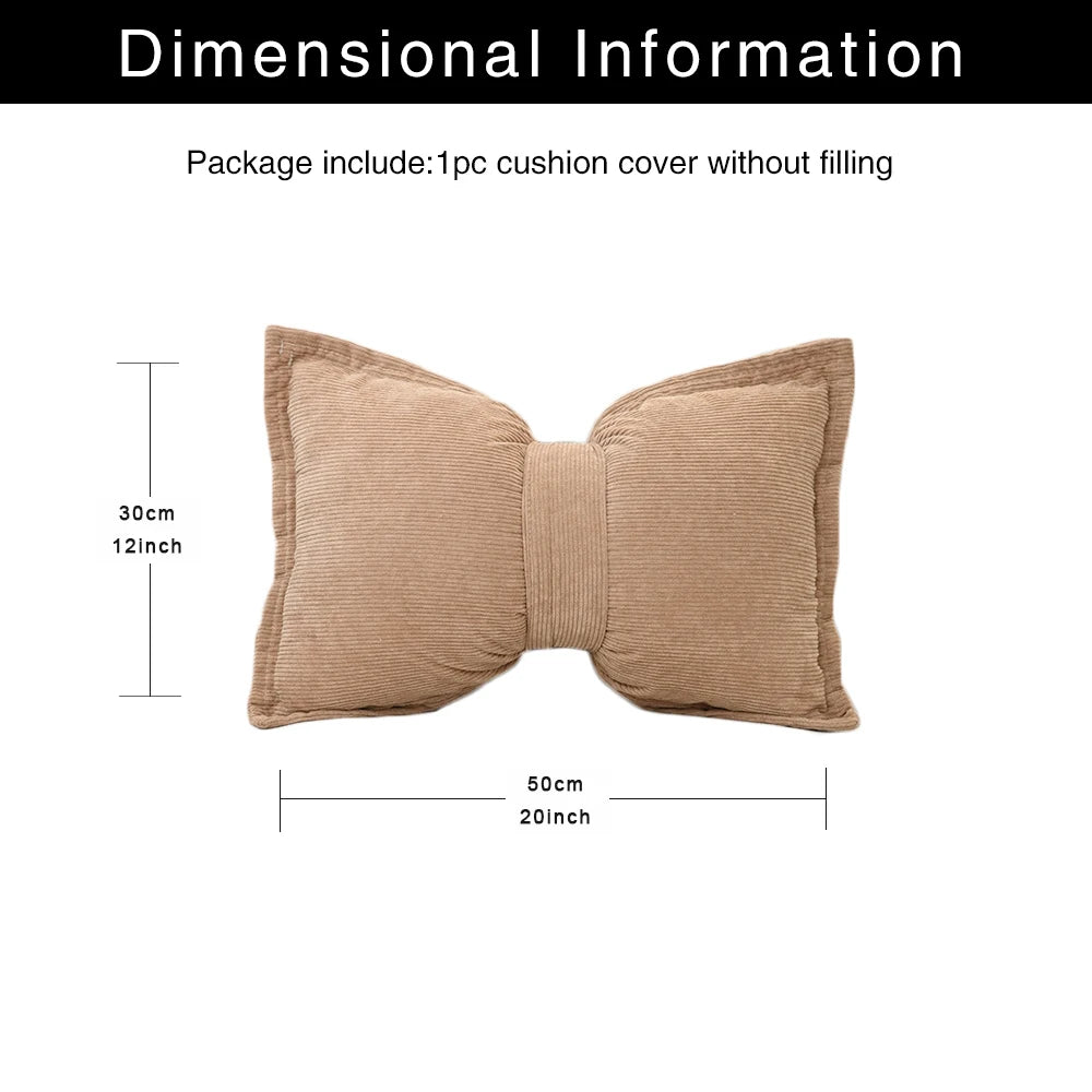 Coussin Déco Velours Côtelé Nœud Luxe Princesse