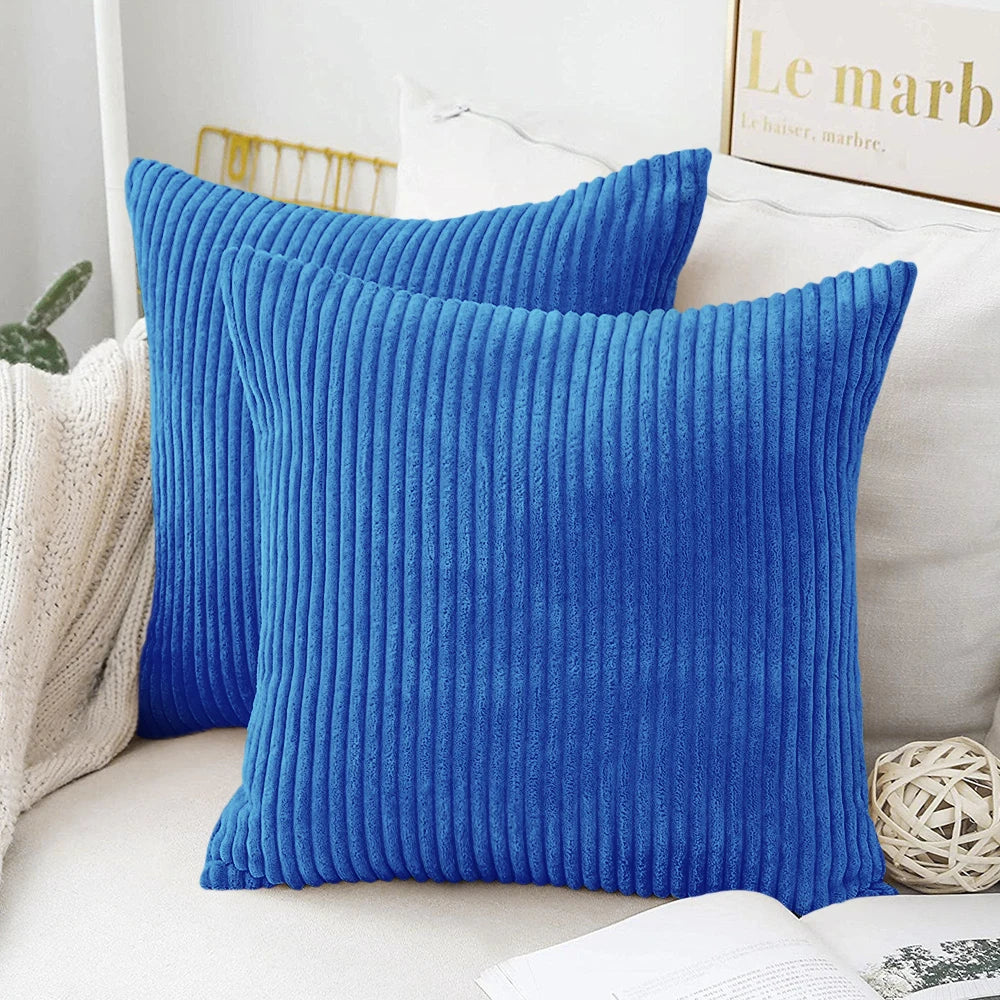 Coussin – Housse Carrée Poilue Rayée Bohème