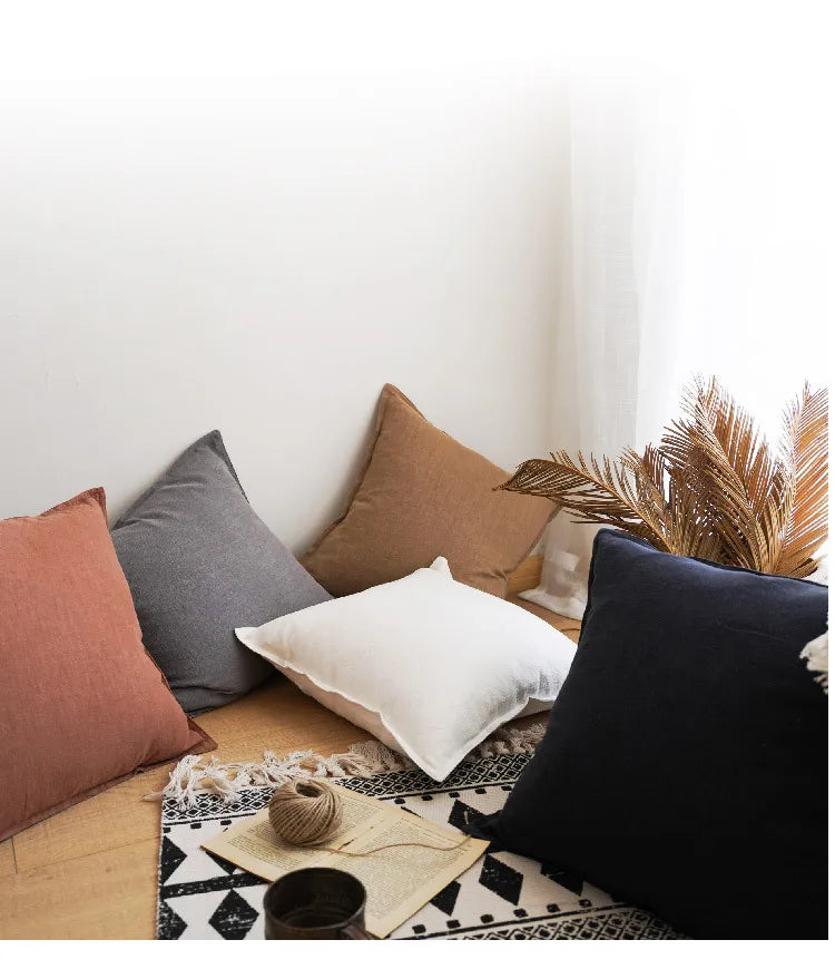 Coussin : Housse Coton Lin Épaisse Décorative