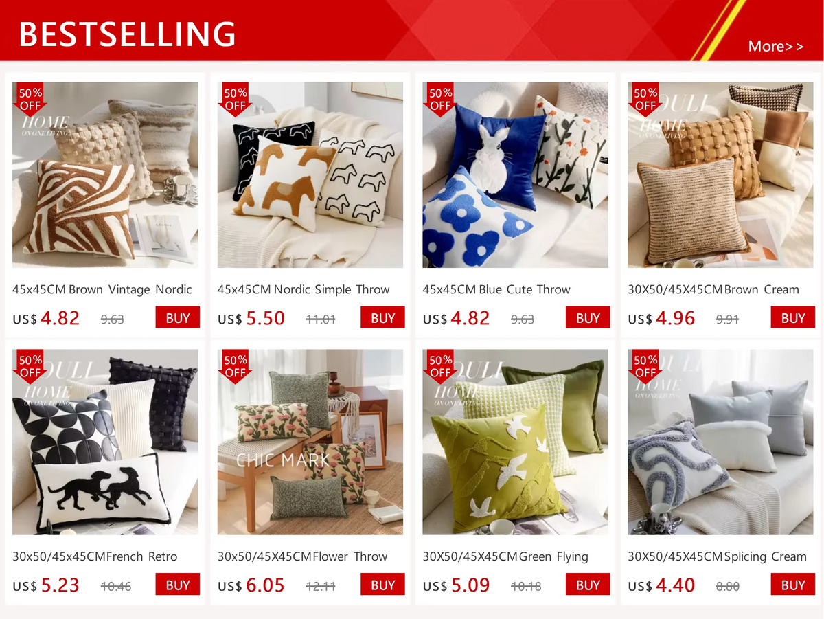 Coussin : Housse Décorative Vintage Nordique Marron