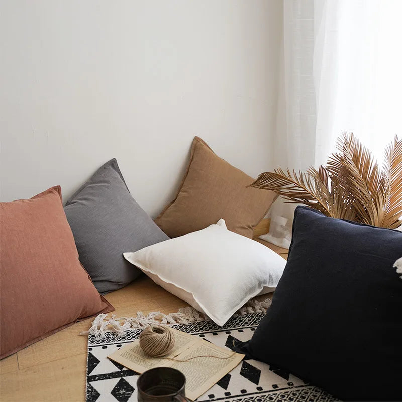 Coussin : Housse Coton Lin Épaisse Décorative