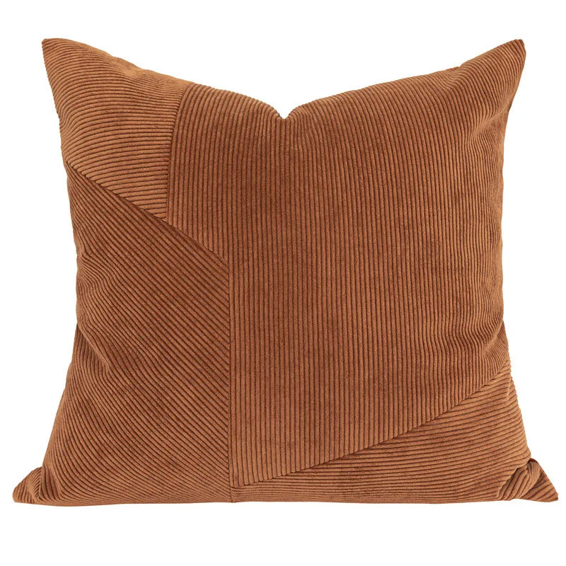 Coussin Déco : Housse Luxe Brun, Cuir Estampé