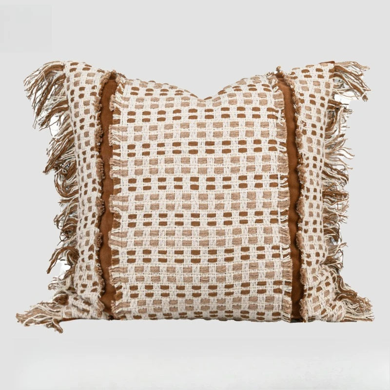 Coussin : Housse décorative à pompons haut de gamme