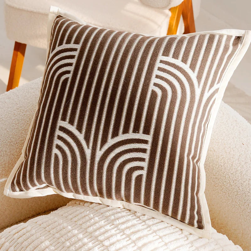 Coussin de luxe léger, motif français marron.