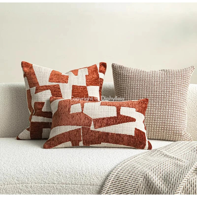 Coussin : Housse décorative Jacquard Bohème Terre Cuite