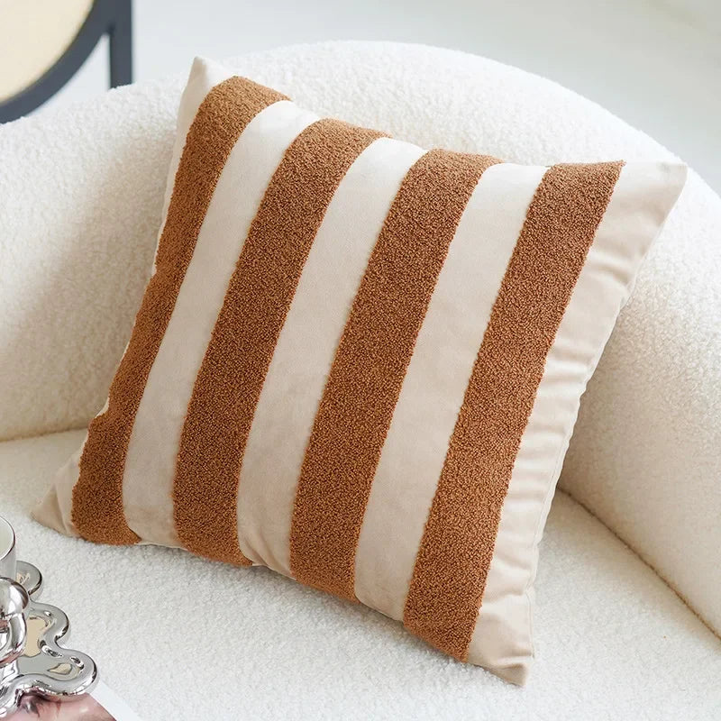 Coussin Déco : Vintage Nordique Luxe Marron 45x45cm