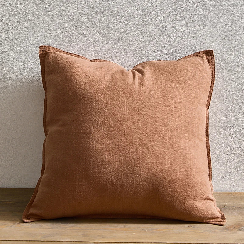 Coussin : Housse Unie Ramie-Coton Lavable