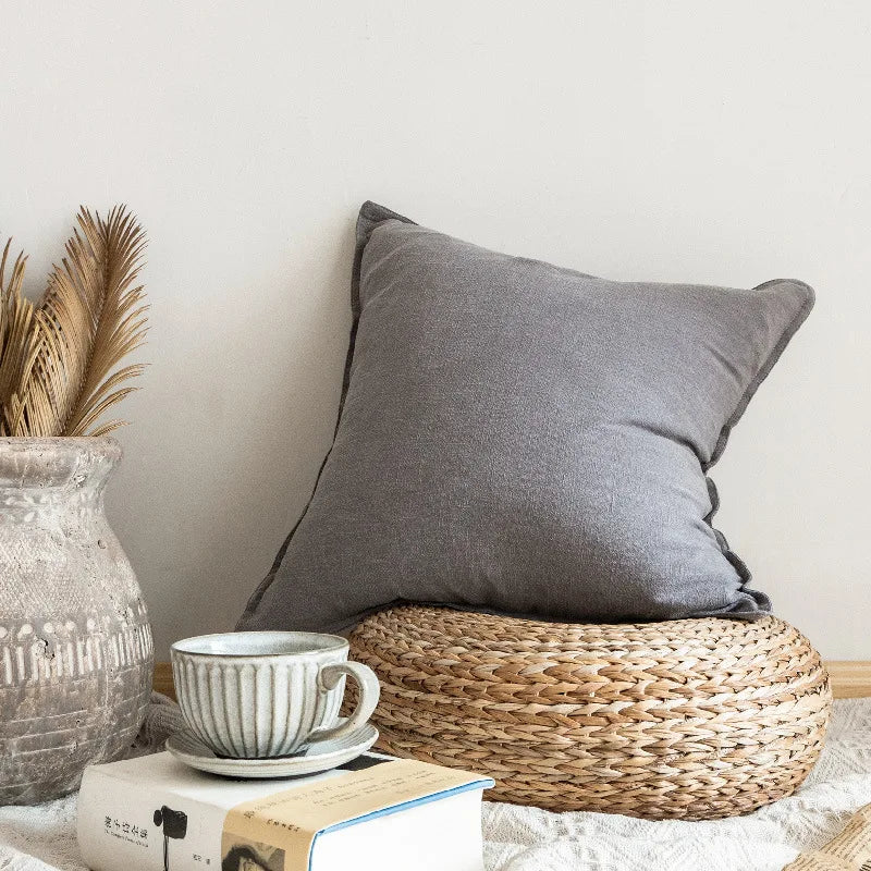 Coussin Déco : Housse Ramie Bohème et Naturelle