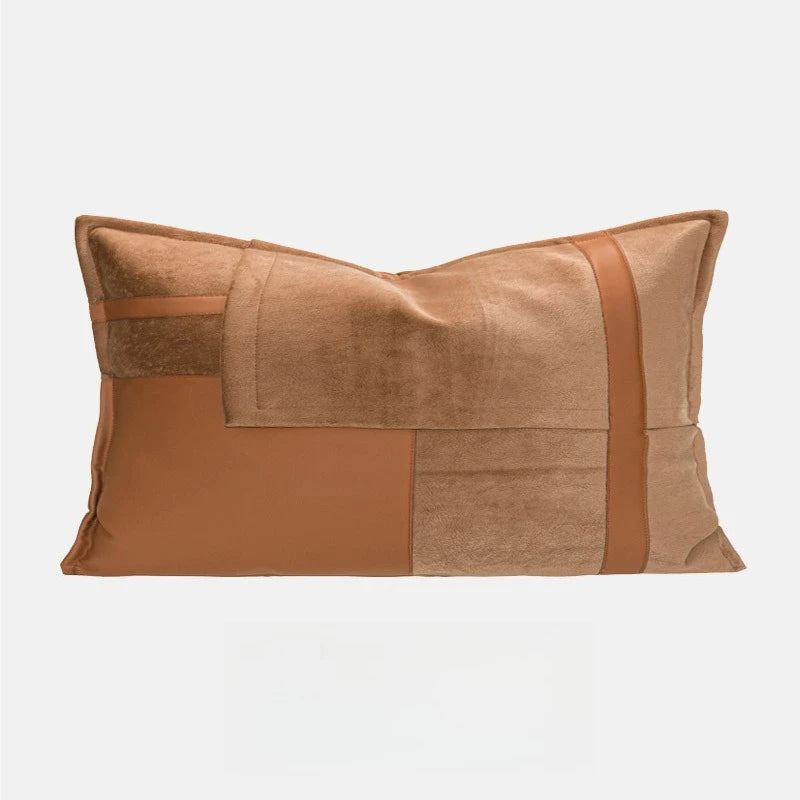 Coussin de Luxe Marron : Housse Gaufrée Cuir