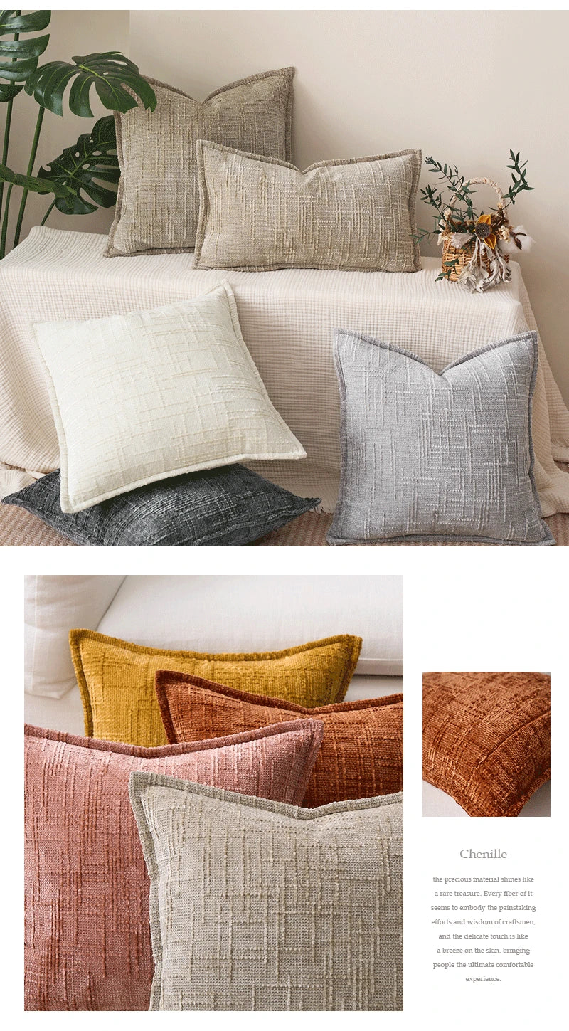 Coussin : Housse Chenille Épaisse & Confortable