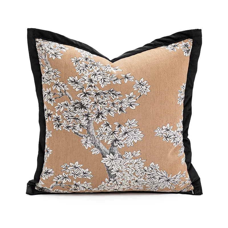 Coussin décoratif – Broderie marron luxe léger