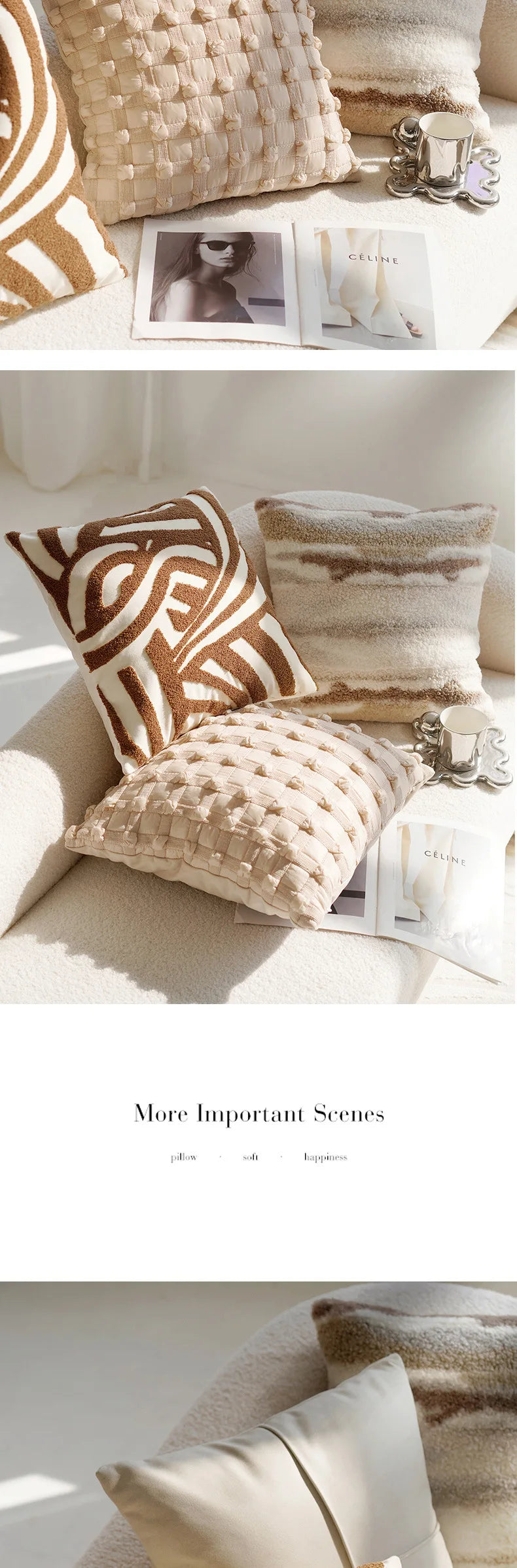 Coussin : Housse Décorative Vintage Nordique Marron