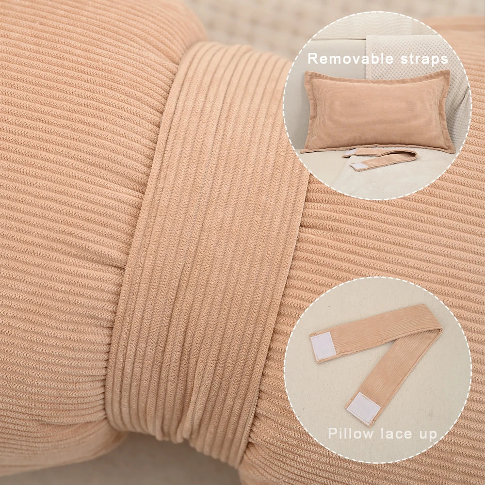 Coussin Déco Velours Côtelé Nœud Luxe Princesse