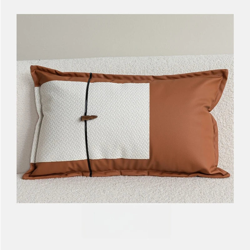Coussin Déco Luxe Léger : Cuir Estampé Marron