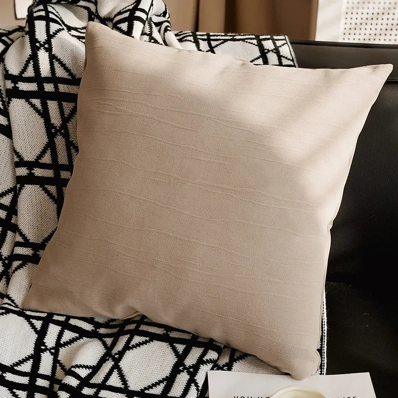 Coussin décoratif - Brodé marron, style luxe léger