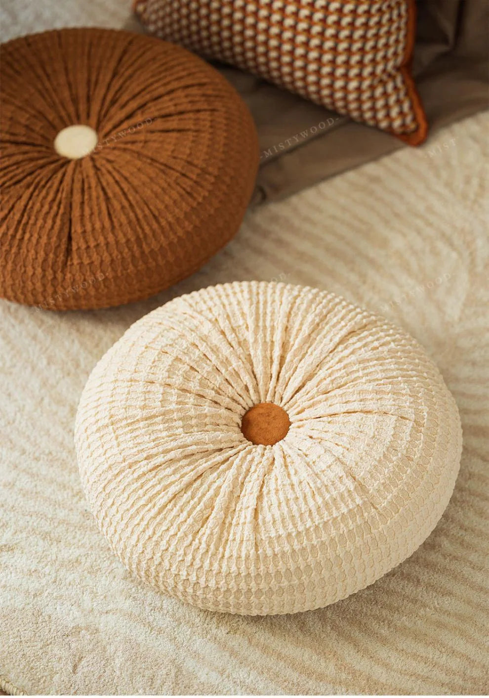 Coussin rond : Orange, Luxe Rétro Moderne