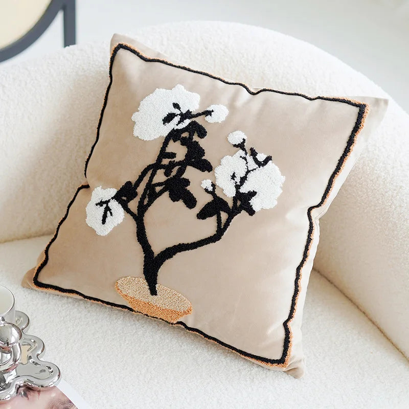 Coussin : Luxe Vintage Nordique Marron Crème