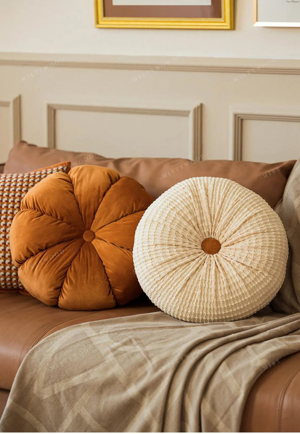 Coussin rond : Orange, Luxe Rétro Moderne