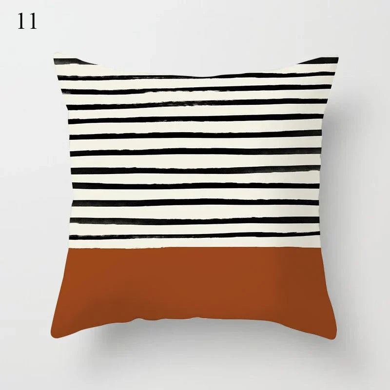 Coussin carré : Housse moderne marron rayée 45x45cm