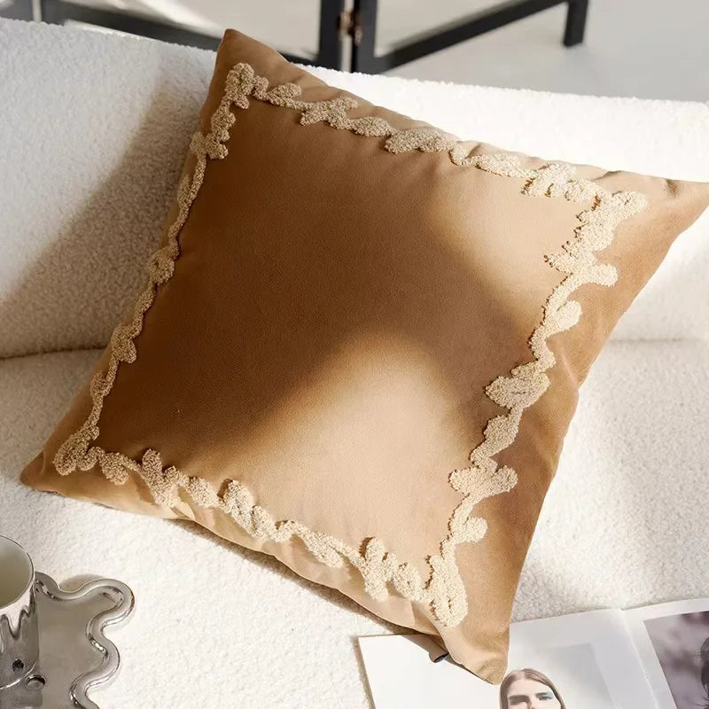 Coussin : Déco Nordique Vintage Marron Crème