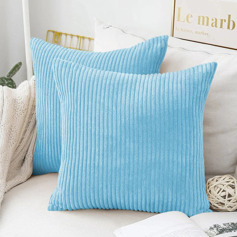 Coussin – Housse Carrée Poilue Rayée Bohème
