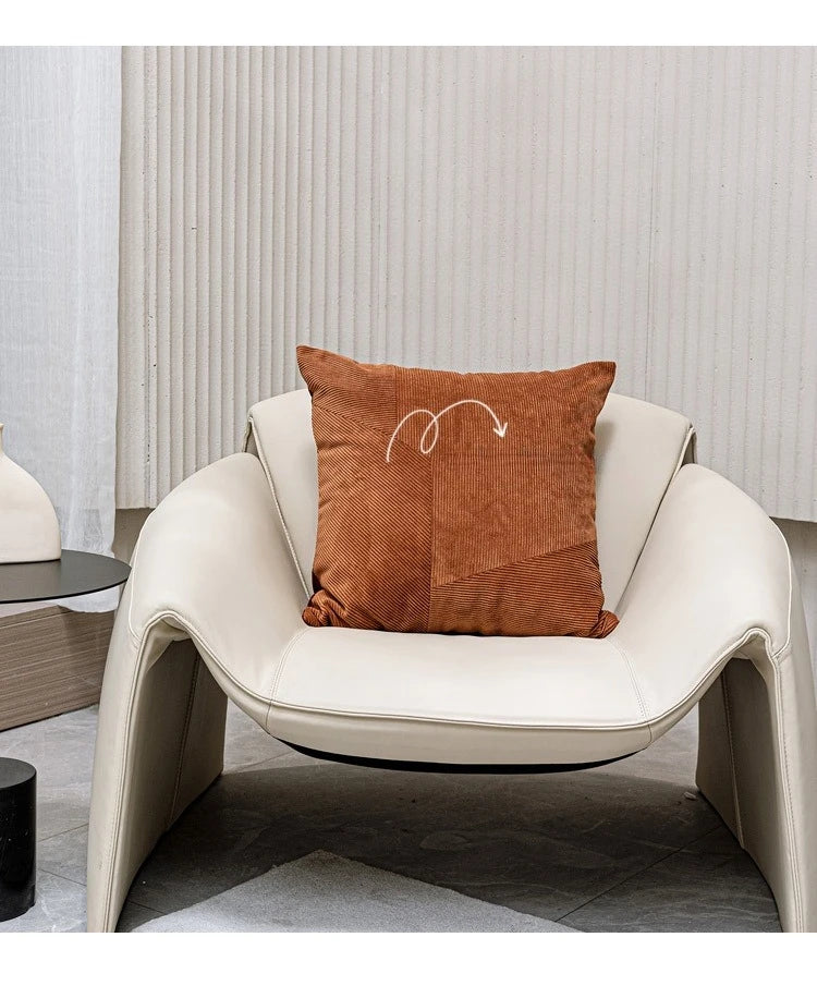 Coussin Déco : Housse Luxe Brun, Cuir Estampé