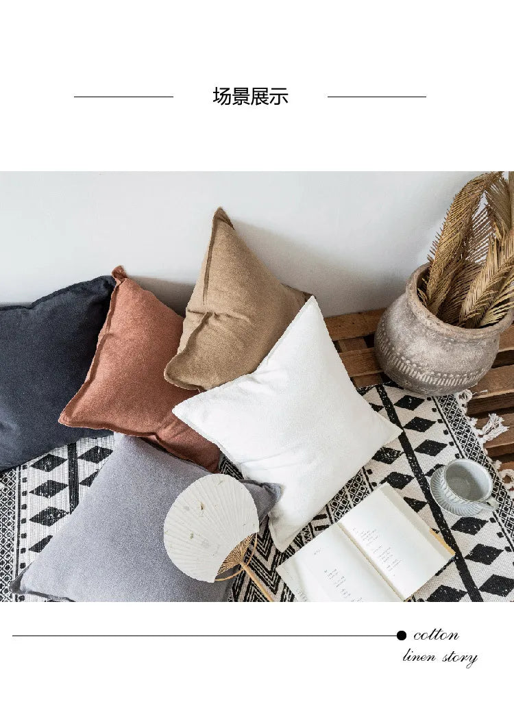 Coussin : Housse Lin Coton Épaisse Déco