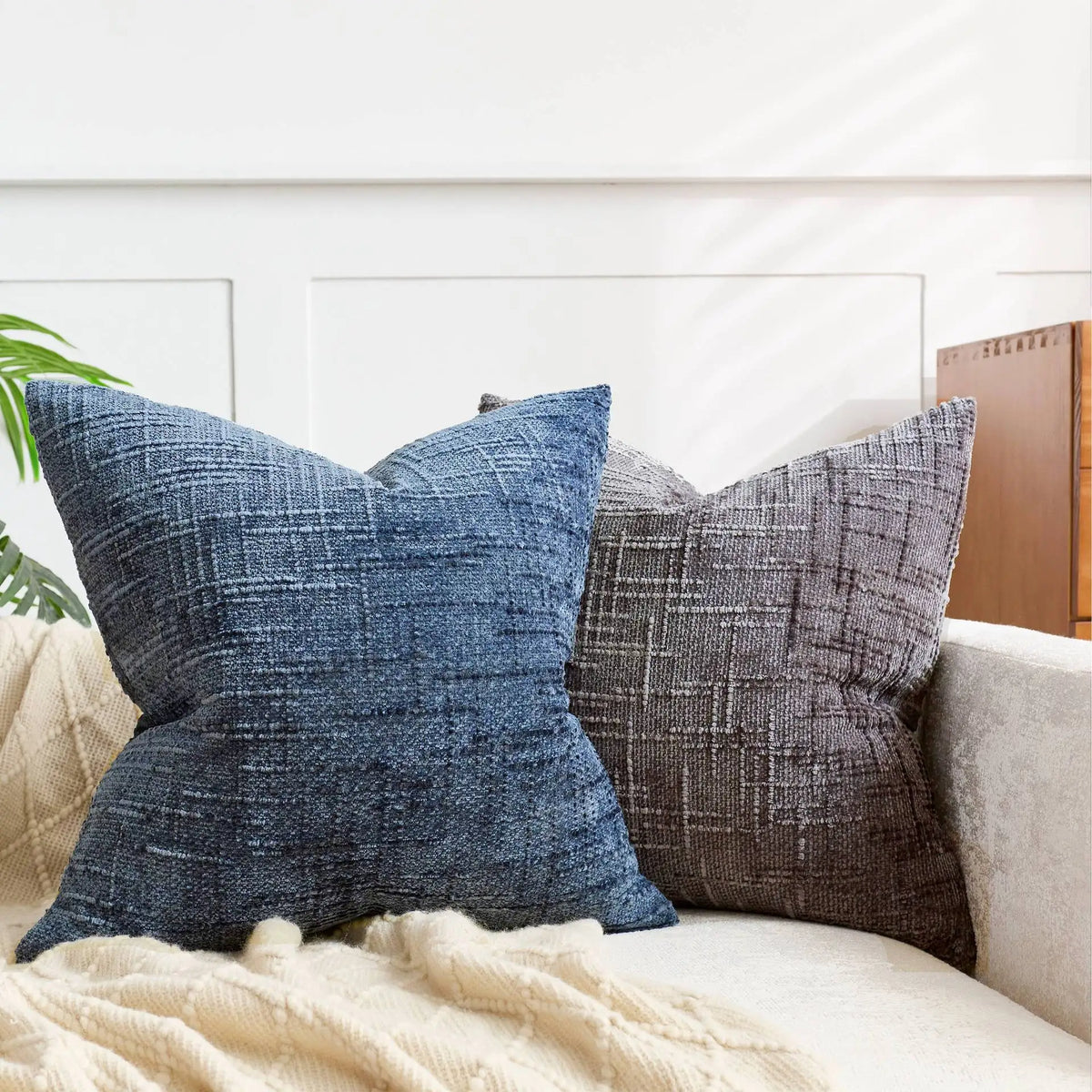 Coussin : Housse Chenille Texturée Bambou