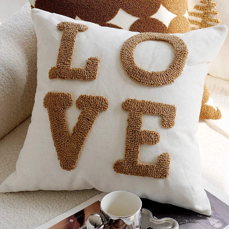 Coussin Déco : Vintage Jacquard Marron Crème